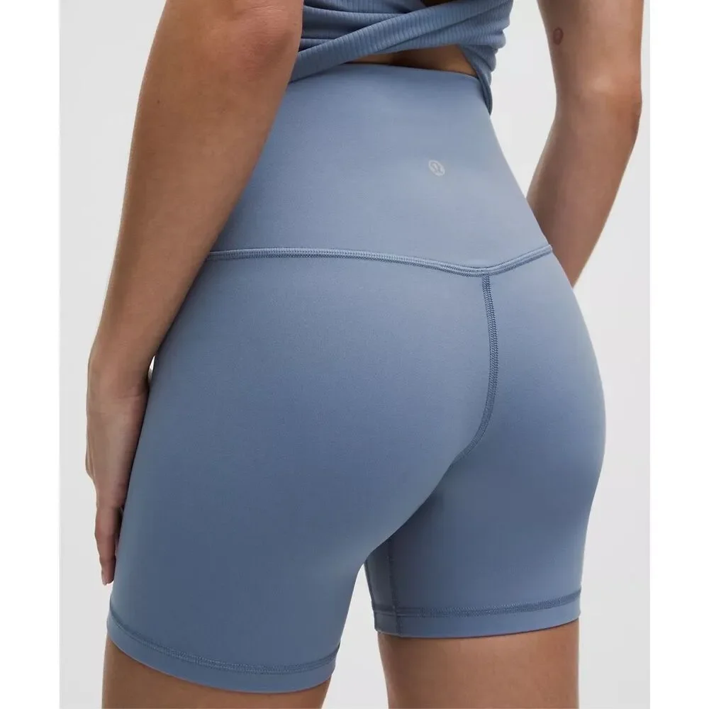 Lululemon Align Shorts 6” High Rise Washed Denim Blue Nulu Sz14 Yoga Athleisure